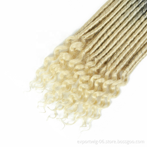 Wholesale Synthetic Hair Hot Selling Crochet Braiding Hair Extensions Faux Locs Deep Curl 20inch Goddess Faux Locs